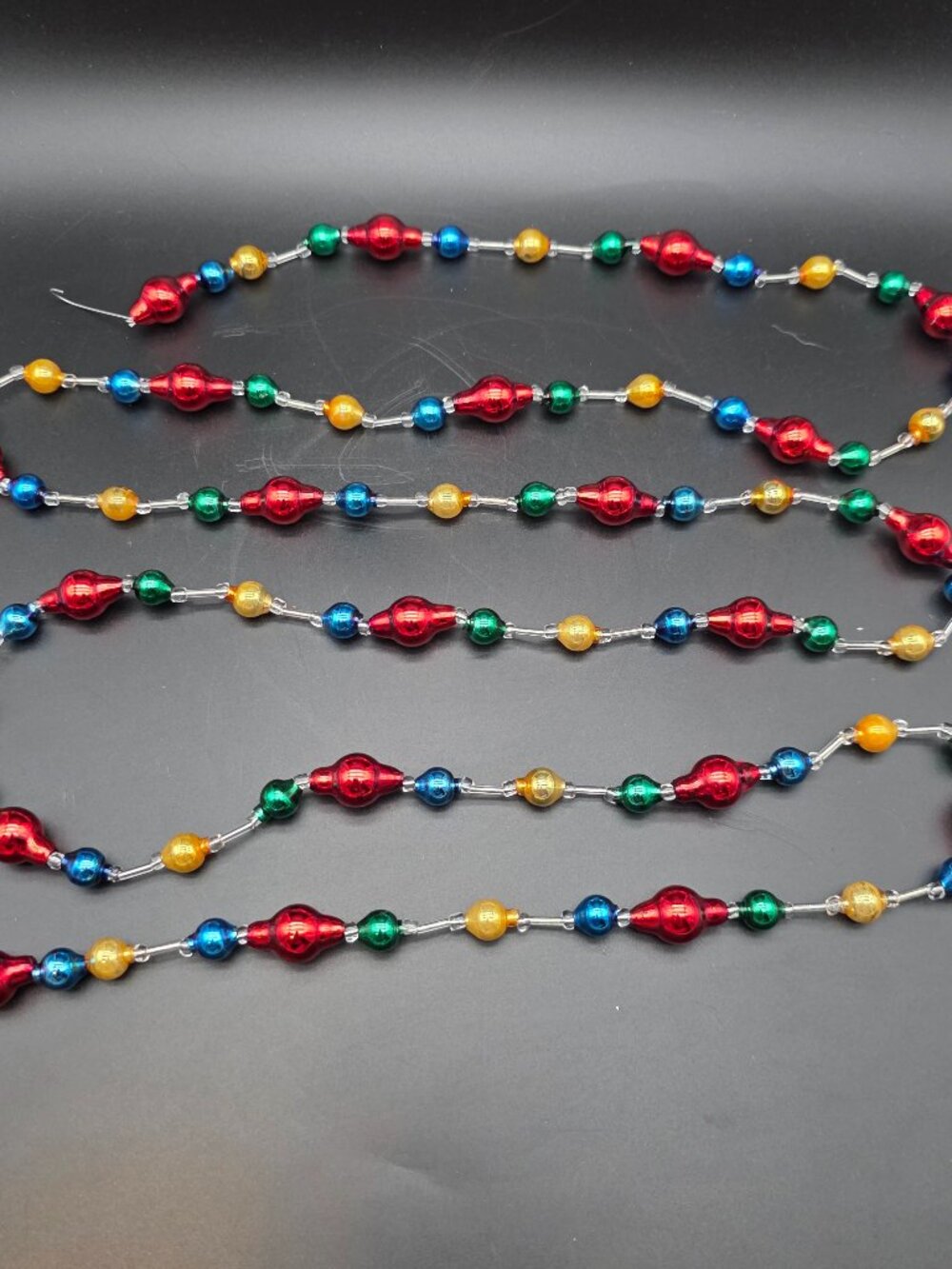 87 inches 100% ANTIQUE Vintage MERCURY Glass Bead Christmas Garland Big Beads